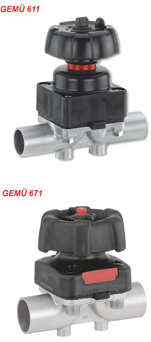 Асептический мембранный клапан с ручным управлением GEMU 611/671  